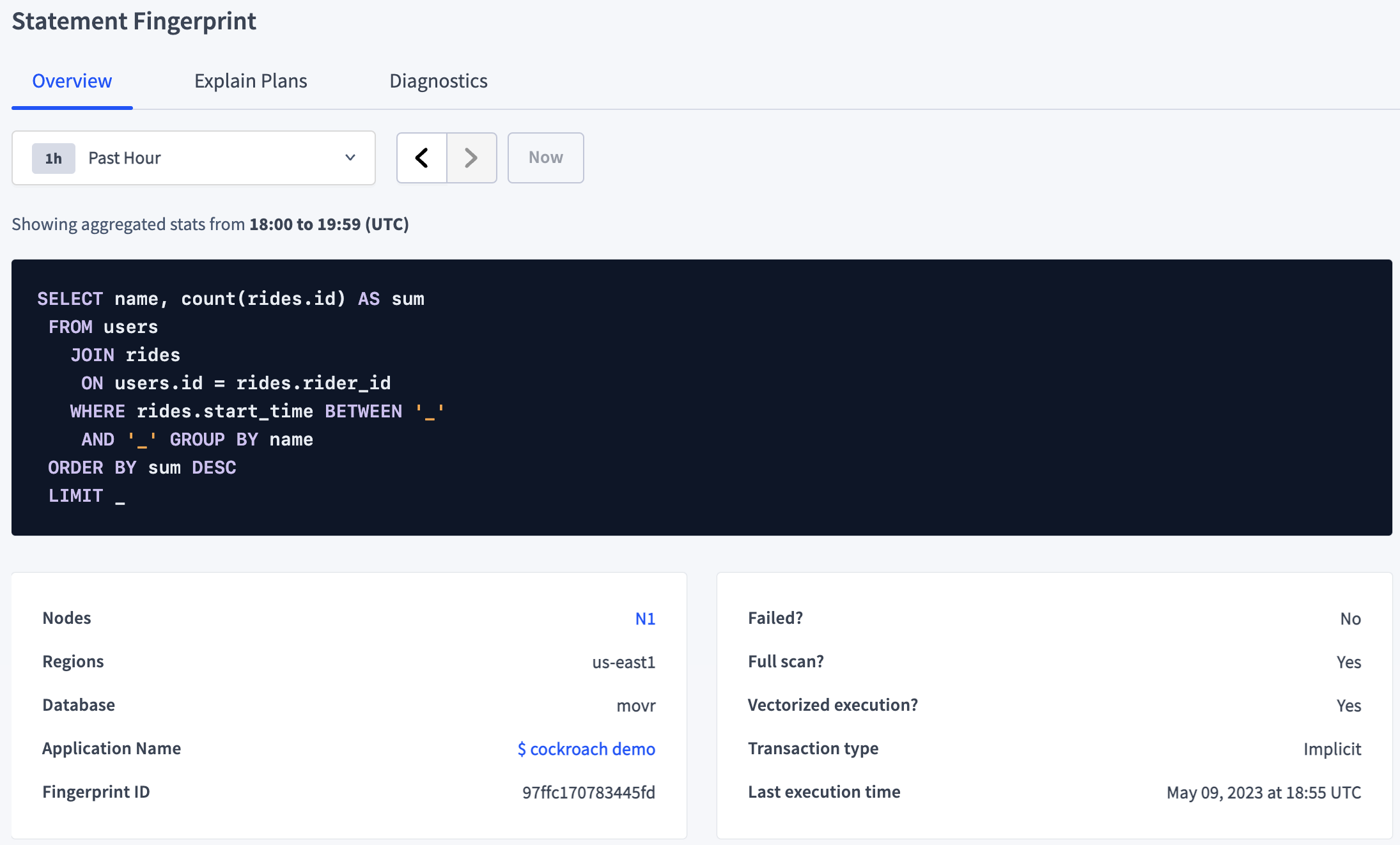 Statement fingerprint overview